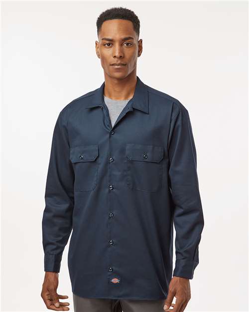 Dark Navy Long Sleeve Work Shirt - Tall Sizes - 5574T