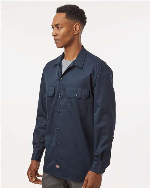 Dark Navy Long Sleeve Work Shirt - Tall Sizes - 5574T