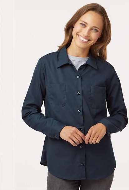 Dark Navy Women's Long Sleeve Industrial Work Shirt - L5350
