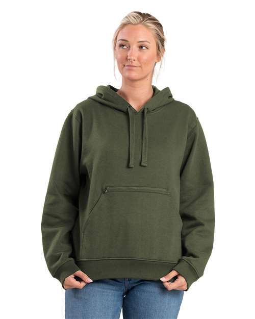 Dark Olive Green Women's Heritage Zippered Pocket Hooded Sweatshirt - WSP418
