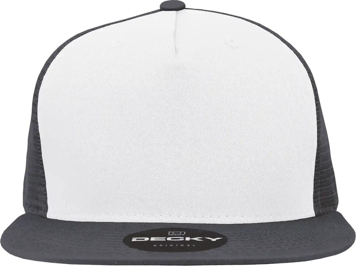 Decky 1040 Classic 5 Panel Trucker Cap - White Charcoal - Dark Gray / one Size Fits Most