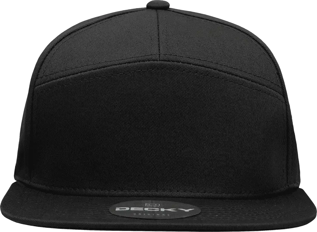 Decky 1098 7 Panel Cotton Snapback Cap - Black - one Size Fits Most