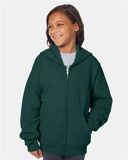 Deep Forest EcoSmart® Youth Full-Zip Hooded Sweatshirt - P480