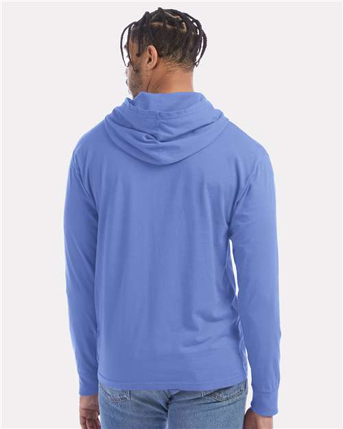 Deep Forte Blue Garment-Dyed Jersey Hooded Long Sleeve T-Shirt - GDH280