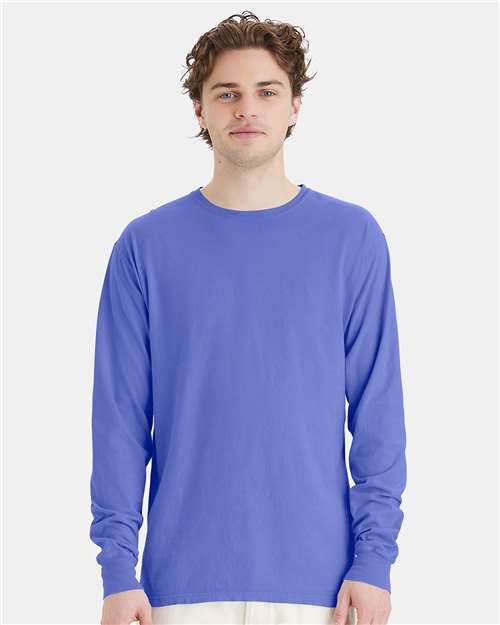 Deep Forte Blue Garment-Dyed Long Sleeve T-Shirt - GDH200