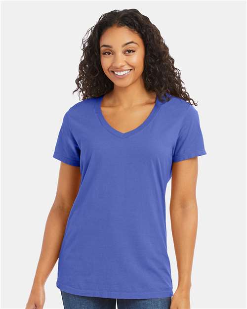 Deep Forte Blue Garment-Dyed Women's V-Neck T-Shirt - GDH125
