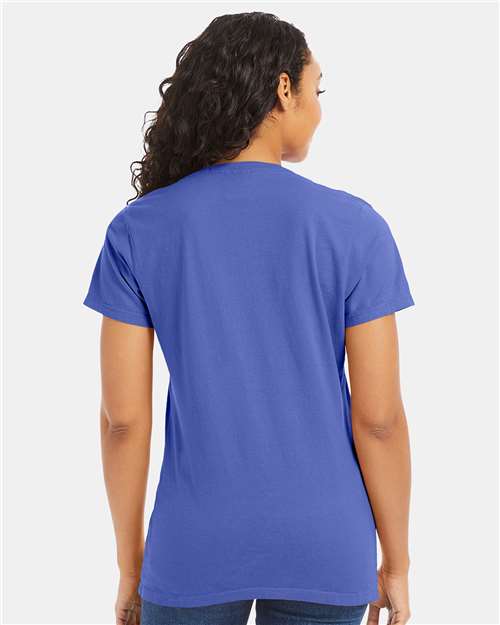 Deep Forte Blue Garment-Dyed Women's V-Neck T-Shirt - GDH125