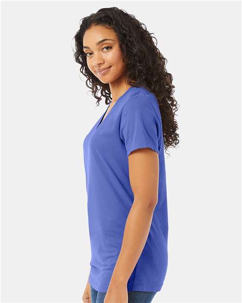 Deep Forte Blue Garment-Dyed Women's V-Neck T-Shirt - GDH125