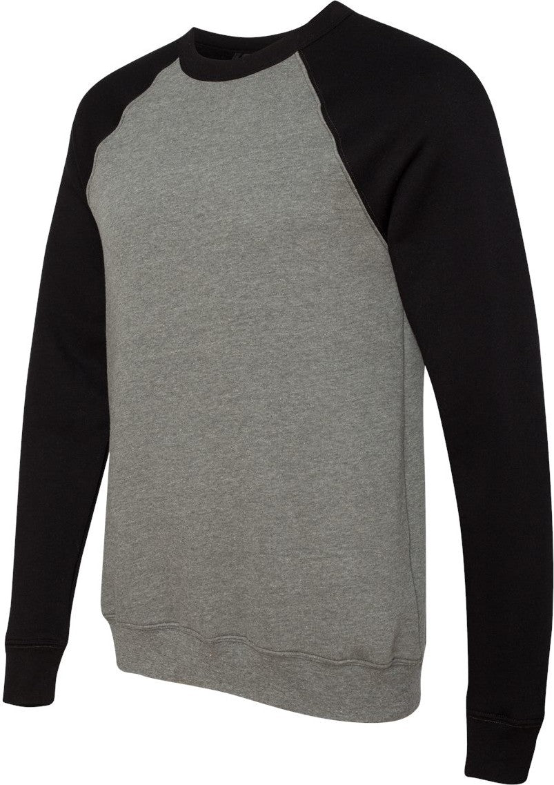 Deep Heather/ Black Sponge Fleece Raglan Crewneck Sweatshirt - 3901