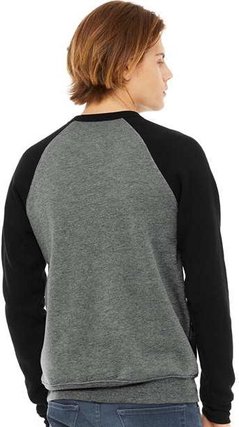 Deep Heather/ Black Sponge Fleece Raglan Crewneck Sweatshirt - 3901