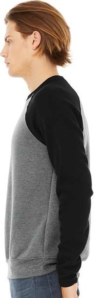 Deep Heather/ Black Sponge Fleece Raglan Crewneck Sweatshirt - 3901