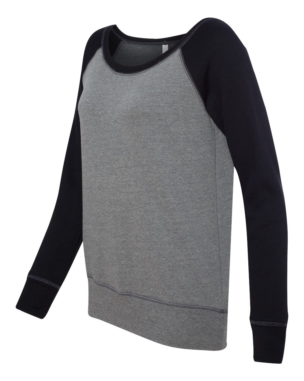 Deep Heather/ Black Women’s Sponge Fleece Wide Neck Sweatshirt - 7501