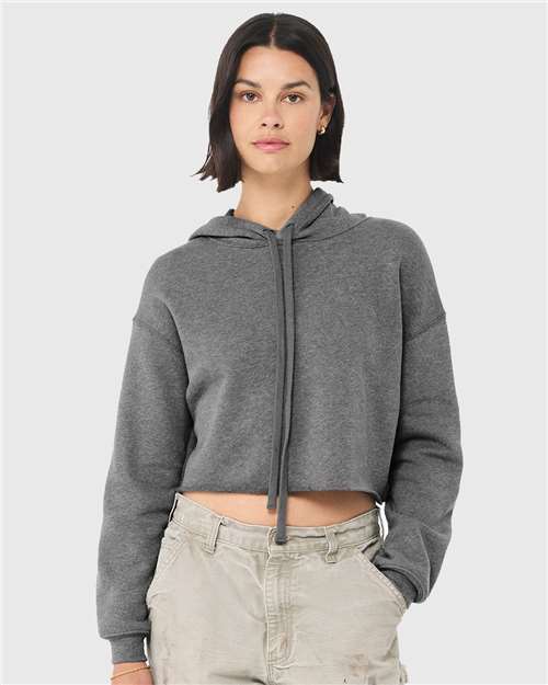 Deep Heather Women's Crop Fleece Hoodie - 7502