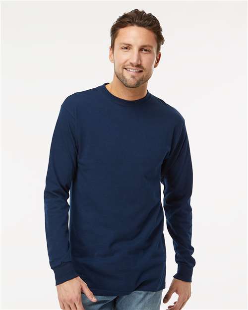 Deep Navy Gold Soft Touch Long Sleeve T-Shirt - 4820