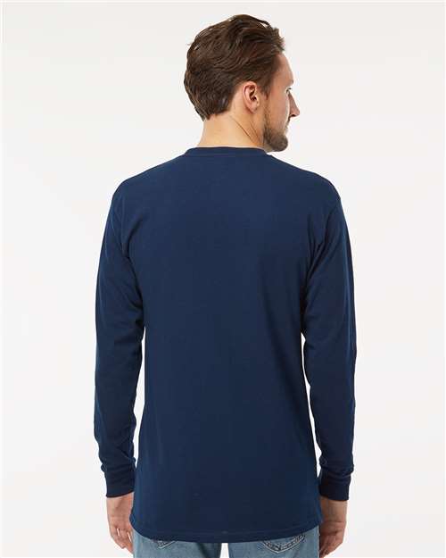 Deep Navy Gold Soft Touch Long Sleeve T-Shirt - 4820