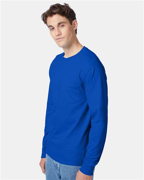 Deep Royal Authentic Long Sleeve Pocket T-Shirt - 5596