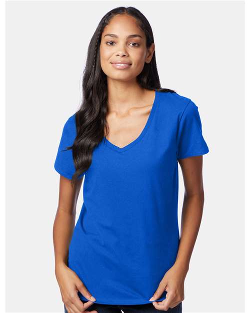 Front View of Deep Royal Perfect-T Women’s V-Neck T-Shirt - S04V