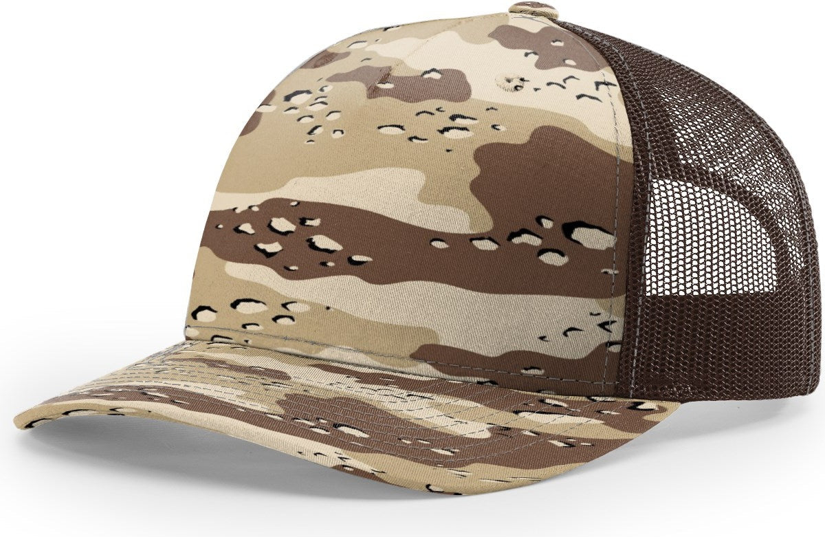Desert Camo/Brown Printed Five Panel Trucker
