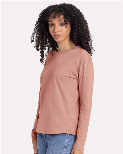 Desert Pink Women's Cotton Relaxed Long Sleeve T-Shirt - 3911