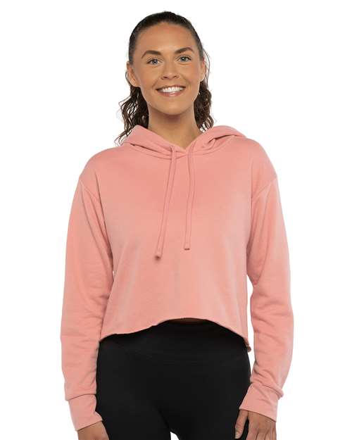Desert Pink Women's Laguna Sueded Raw Edge Crop Hoodie - 9384