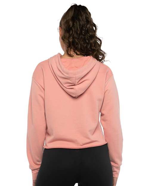 Desert Pink Women's Laguna Sueded Raw Edge Crop Hoodie - 9384
