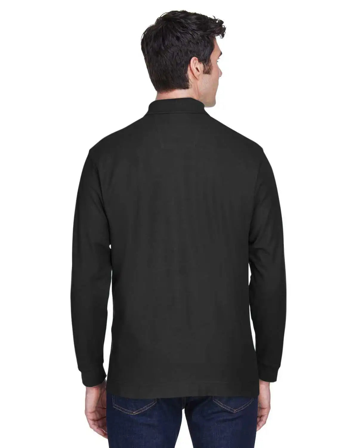 Devon & Jones D110 Men’s Pima Pique Long-sleeve Polo - Black