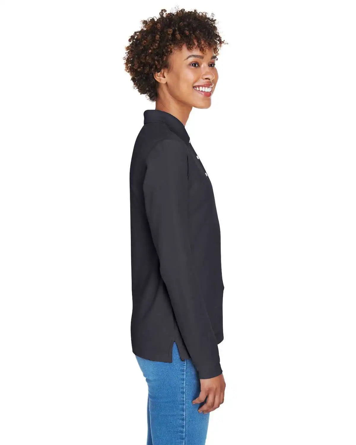 Devon & Jones D110w Ladies’ Pima Pique Long-sleeve Polo - Navy