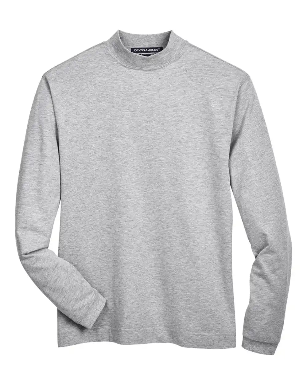 Devon & Jones D420 Unisex Sueded Jersey Mock Neck T-shirt - Grey Heather - Xs