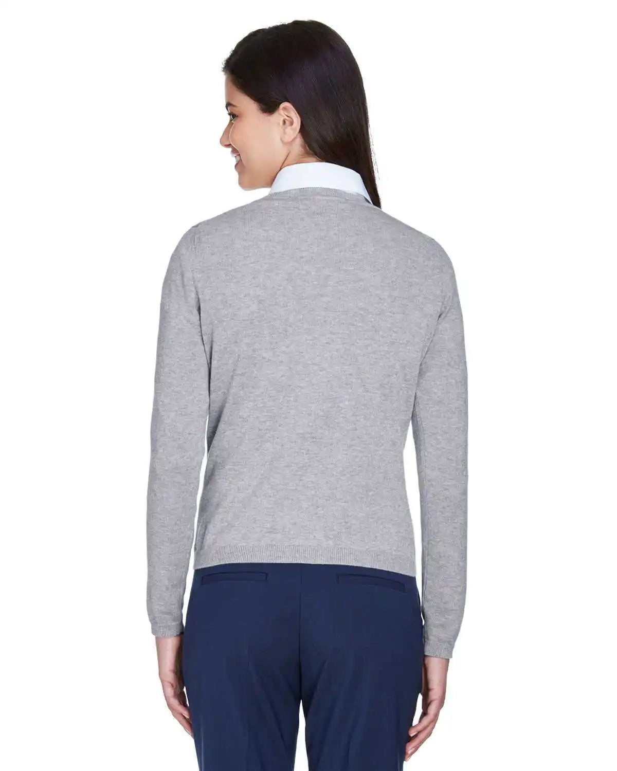 Devon & Jones D475w Ladies’ V-neck Sweater - Gray Heather