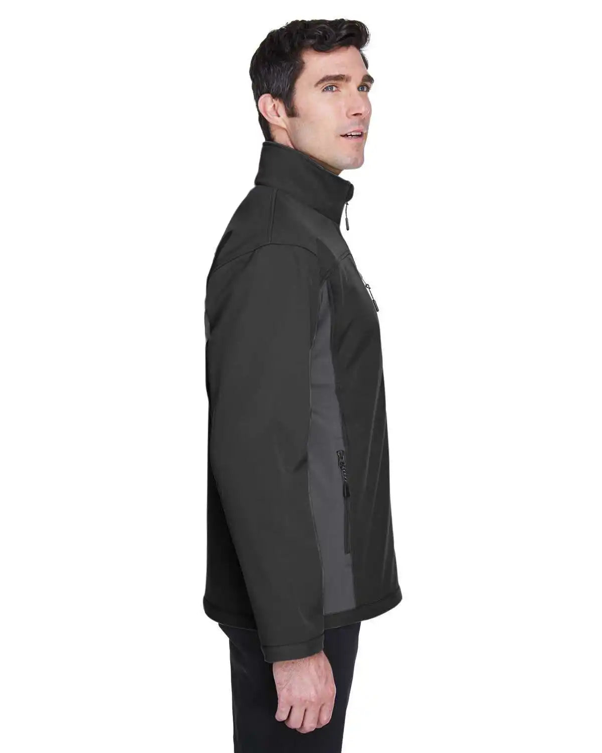 Devon & Jones D997 Men’s Soft Shell Colorblock Jacket - Black Dark Charcoaloal