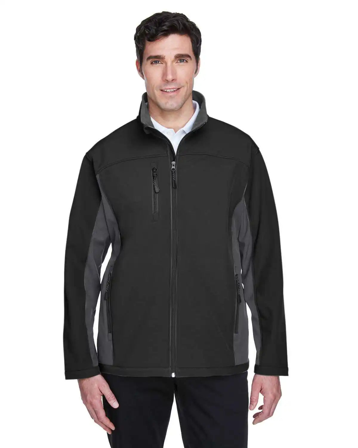 Devon & Jones D997 Men’s Soft Shell Colorblock Jacket - Black Dark Charcoaloal