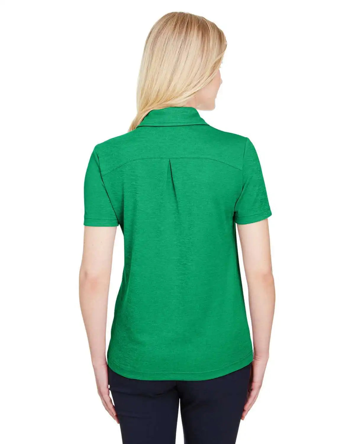 Devon & Jones Dg22w Crownlux Performanceladies’ Address Melange Polo - Kelly Green Heather