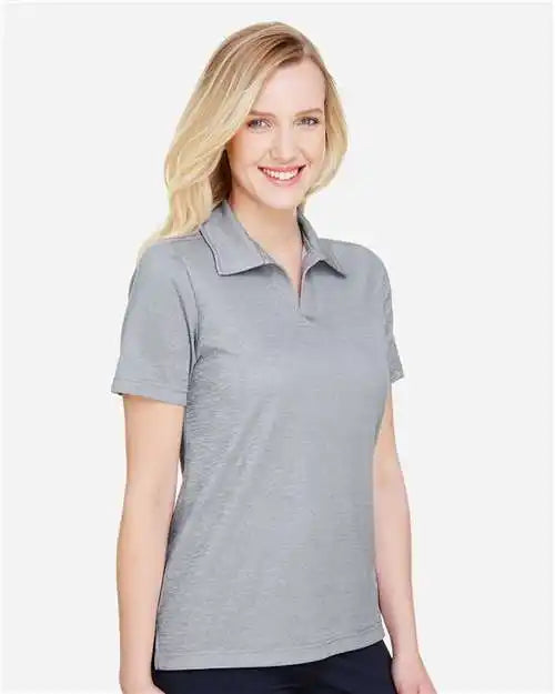 Devon & Jones Dg22w Women’s Crownlux Performance® Address Melange Polo - Grey Heather
