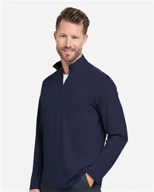 Devon & Jones Dg425 Men’s Raleigh Stretch Quarter-zip Pullover - Navy