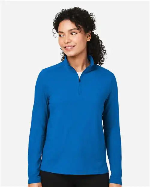 Devon & Jones Dg425w Women’s Raleigh Stretch Quarter-zip Pullover - French Blue