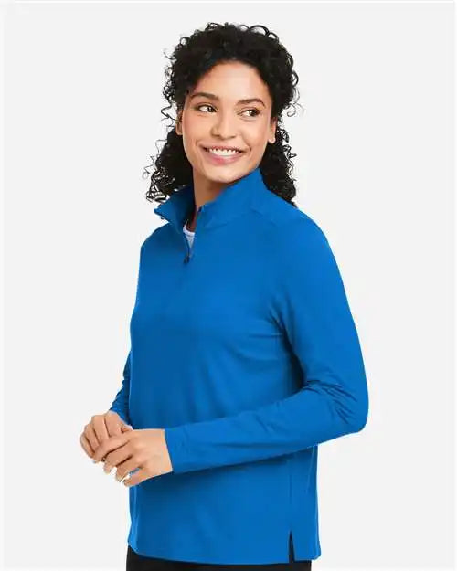 Devon & Jones Dg425w Women’s Raleigh Stretch Quarter-zip Pullover - French Blue