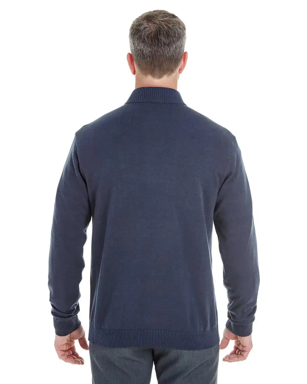 Devon & Jones Dg478 Men’s Manchester Fully-fashioned Quarter-zip Sweater - Navy Graphite