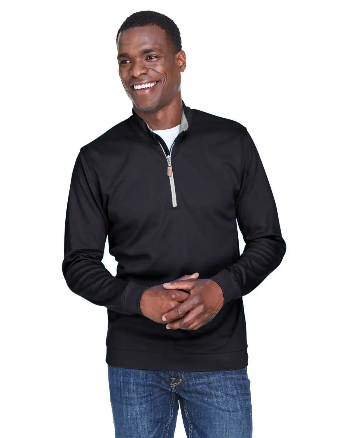 Devon & Jones Dg479 Men’s Drytec20 Performance Quarter-zip - Black Gray Heather Grayraphiteh