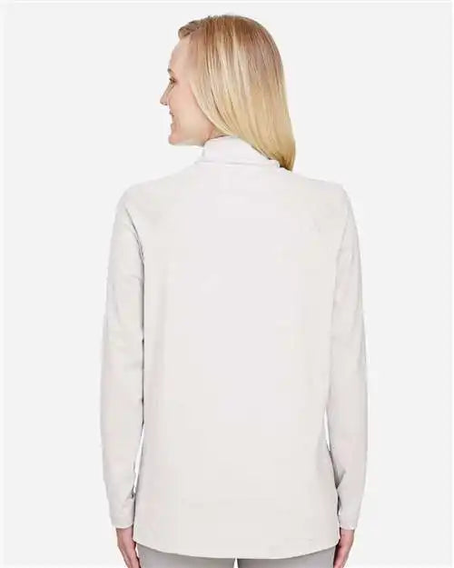 Devon & Jones Dg480w Women’s Crownlux Performance® Clubhouse Micro-stripe Quarter-zip Pullover - Silver