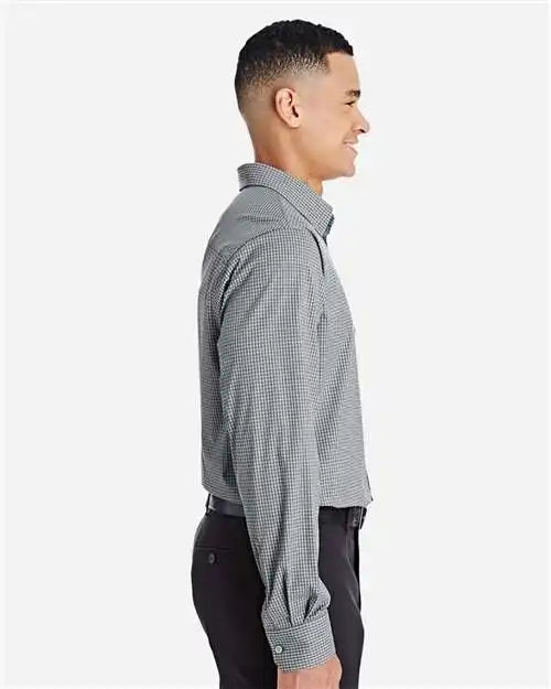 Devon & Jones Dg535 Men’s Crownlux Performance® Tonal Mini Check Woven Dress Shirt - Graphite