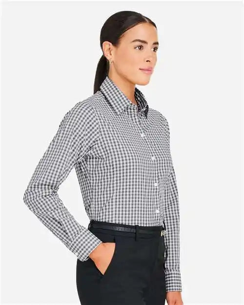 Devon & Jones Dg536w Women’s Crownlux Performance® Gingham Dress Shirt - Graphite White