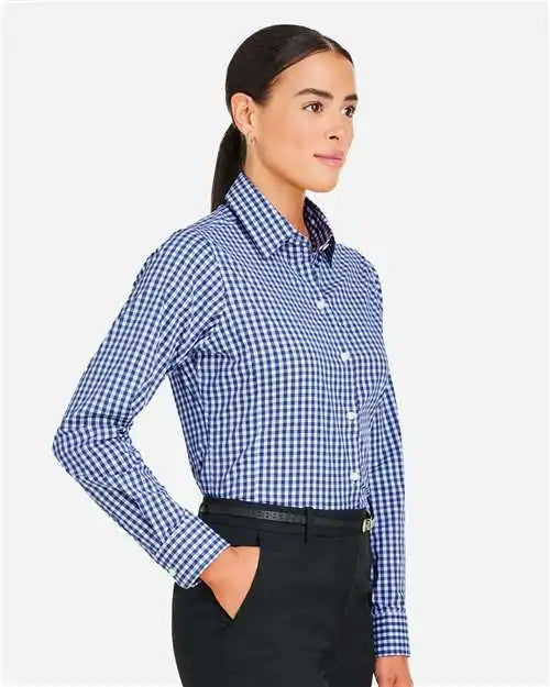 Devon & Jones Dg536w Women’s Crownlux Performance® Gingham Dress Shirt - Navy White