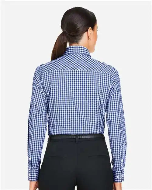 Devon & Jones Dg536w Women’s Crownlux Performance® Gingham Dress Shirt - Navy White
