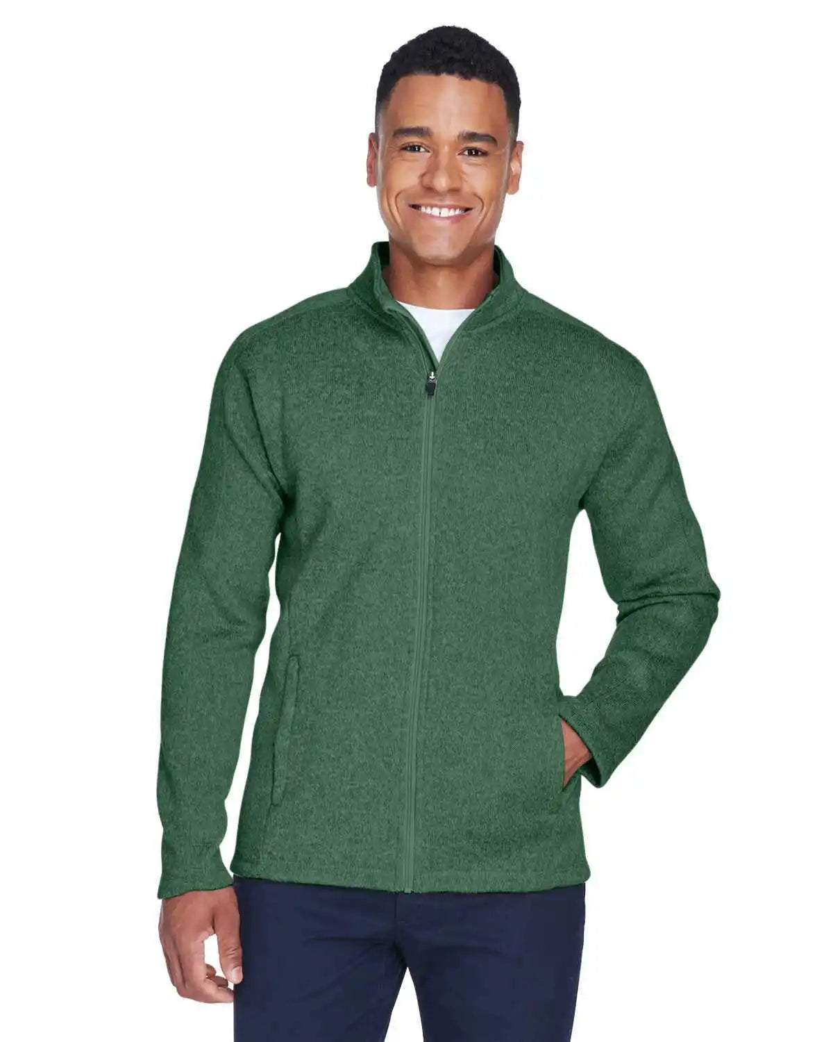 Devon & Jones Dg793 Men’s Bristol Full-zip Sweater Fleece Jacket - Forest Heather