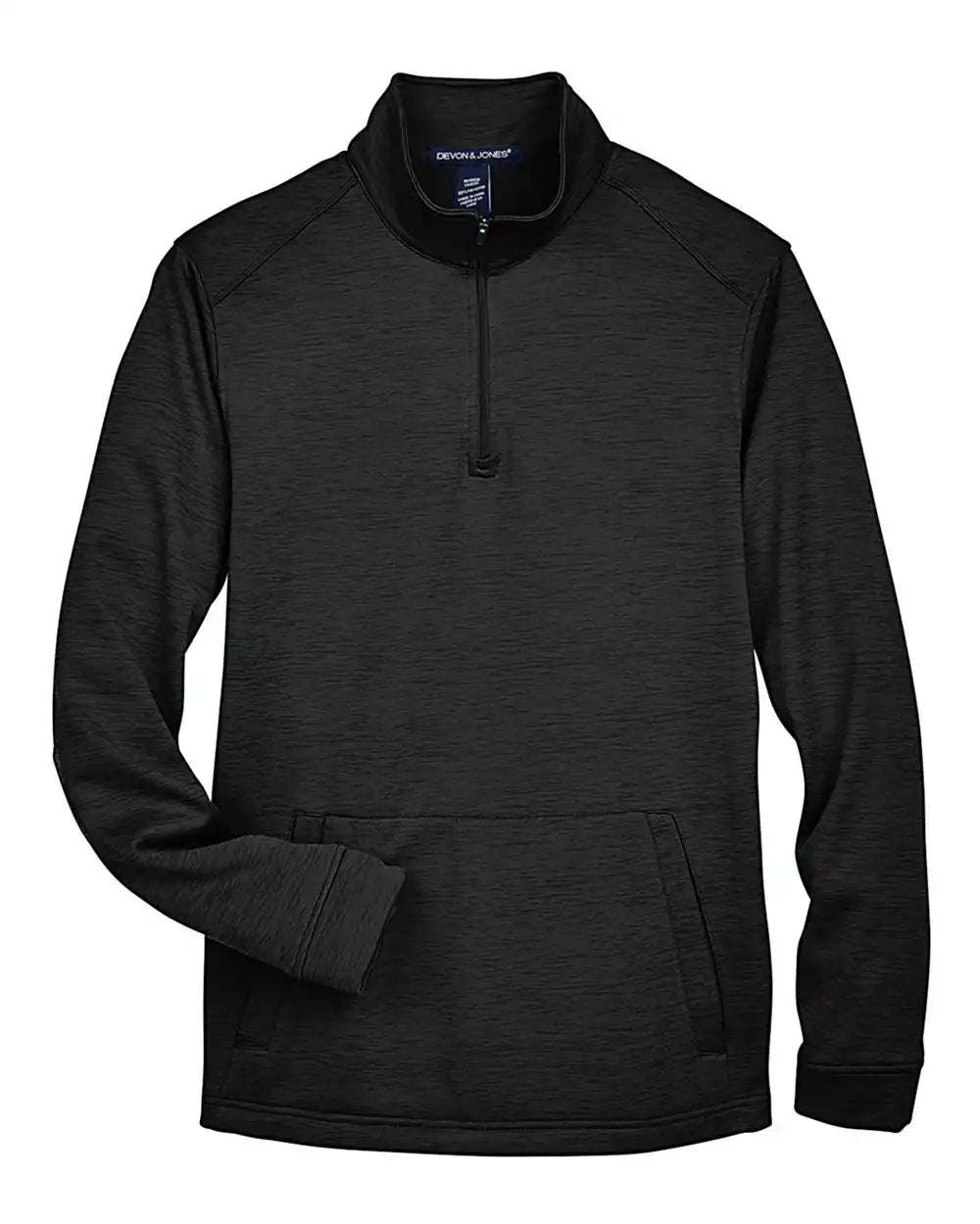 Devon & Jones Dg798 Men’s Newbury Mélange Fleece Quarter-zip Pullover - Black Heather - s