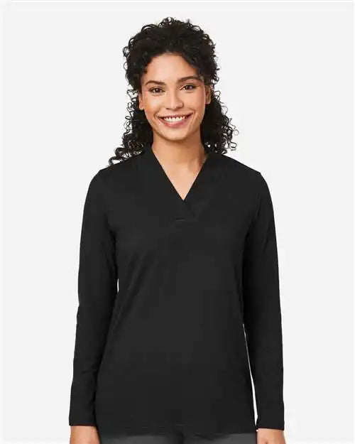 Devon & Jones Dp121w Women’s Raleigh Shawl Collar Knit Top - Black