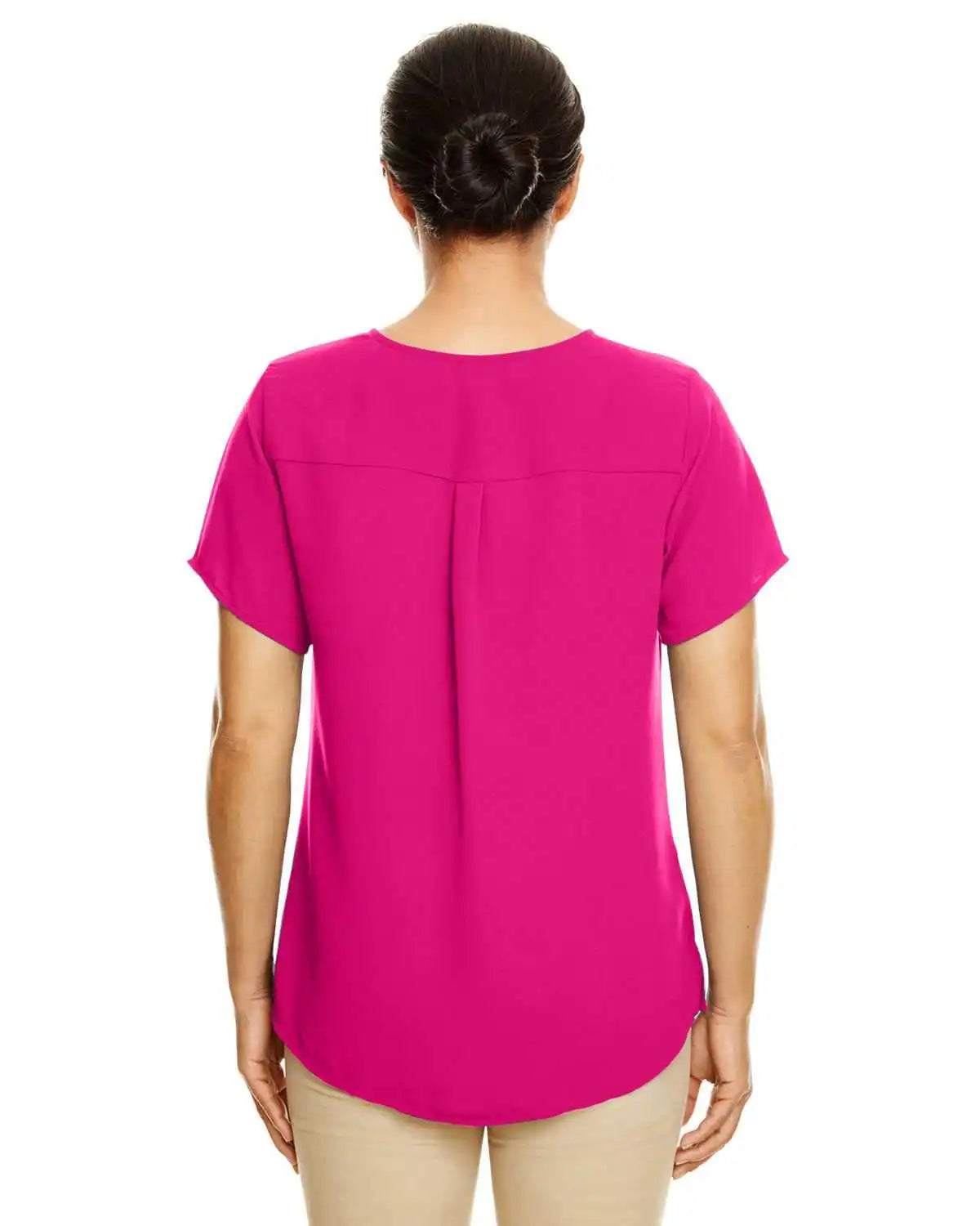 Devon & Jones Dp612w Ladies’ Perfect Fit Short-sleeve Crepe Blouse - Crown Raspberry