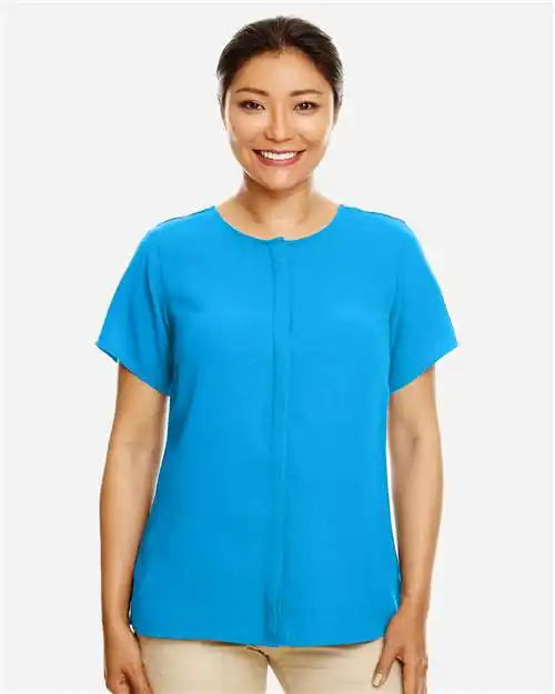 Devon & Jones Dp612w Women’s Perfect Fit™ Crepe Blouse - Ocean Blue