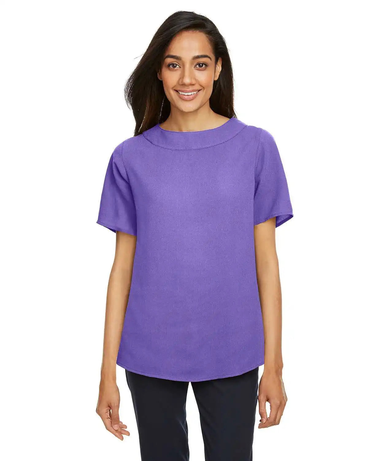 Devon & Jones Dp613w Ladies’ Perfect Fit Boat-neck Blouse - Grape