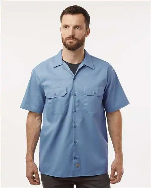 Dickies 2574t Short Sleeve Work Shirt - Tall Sizes - Gulf Blue
